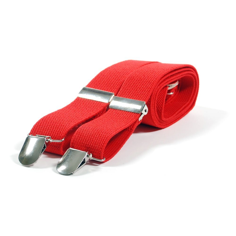 B&S Trendz Men's Red Plain Colou Trouser Braces Suspenders - Black, White, (Red)