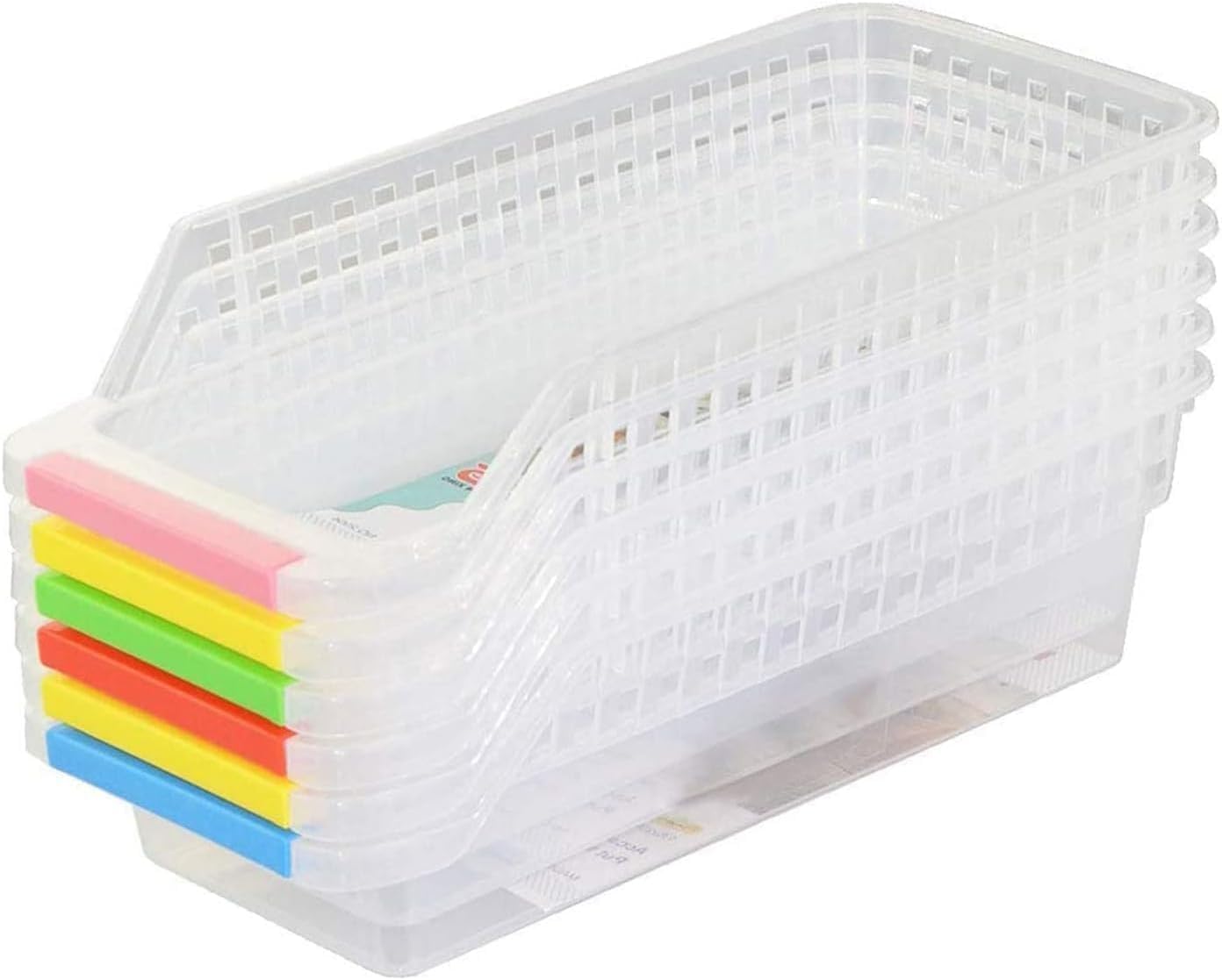 SKY-TOUCH 8pcs Refrigerator Organizer Bins Baskets, Plastic Organizer Bins,for Fridge and Freezer Organization and Counter Food Container, Multi-color,29 * 12.5 * 8.5cm