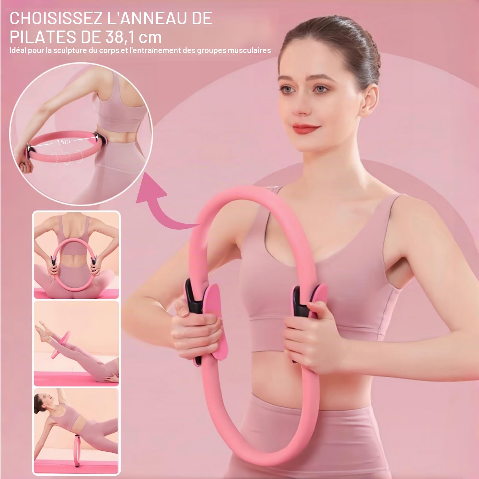 Nuplot Ensemble de Pilates Essentiel pour Femme : Meilleur Ensemble de Pilates pour l'entraînement à la Maison avec Anneau de Pilates et Ensemble de balles, Bande de résistance pour Figure 8, Bandeau
