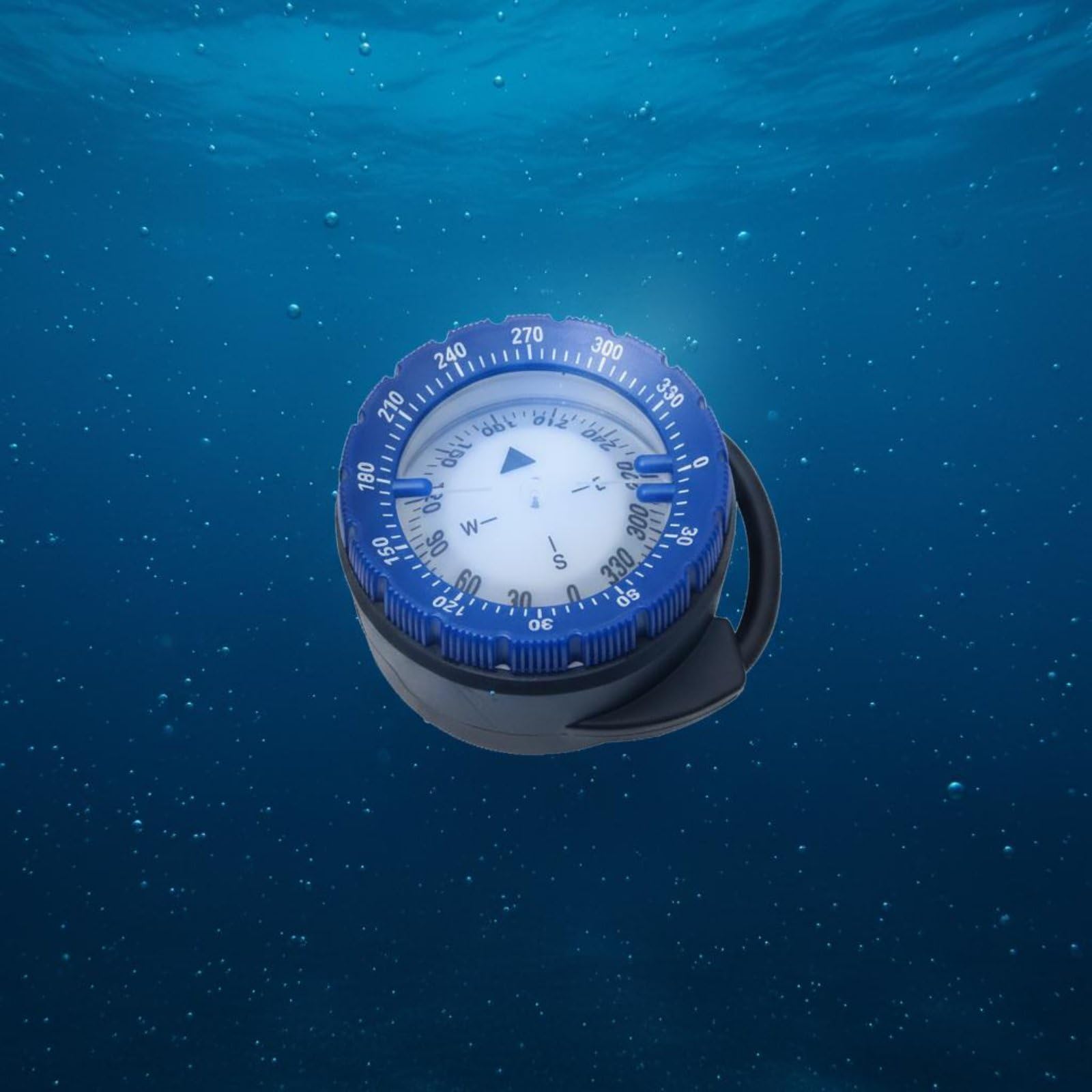 Boussole de Plongée Nautique sous-Marin Direction Navigation Liquide Boîtier Rotatif Orientation Précise Fixation Tuyau Lecture Immédiate Cadran Clair, Bleu