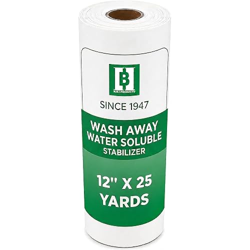 H.B.I. Wash Away Water Soluble Stabilizer for Embroidery Roll, Stabilizer for Embroidery Machines, 12" x 25 Yards, 1.5 oz, Backing for Machine & Hand Embroidery.