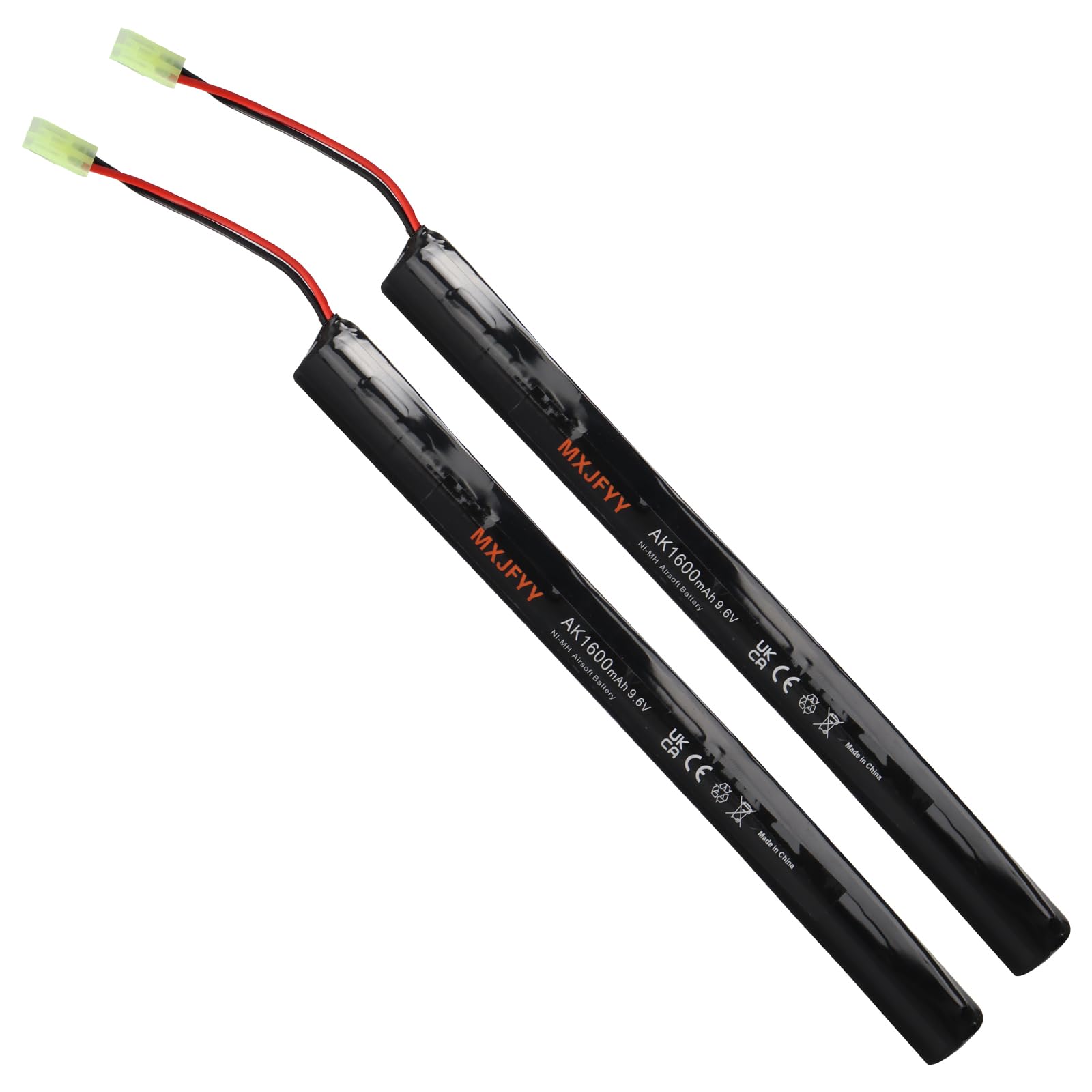 Lot de 2 Batteries Rechargeables Airsoft 9,6 V 1600 mAh, Batterie NiMH 2/3 A pour Pistolets Air Soft Autres séries Pistolets électriques Jouets Fusils Air Soft