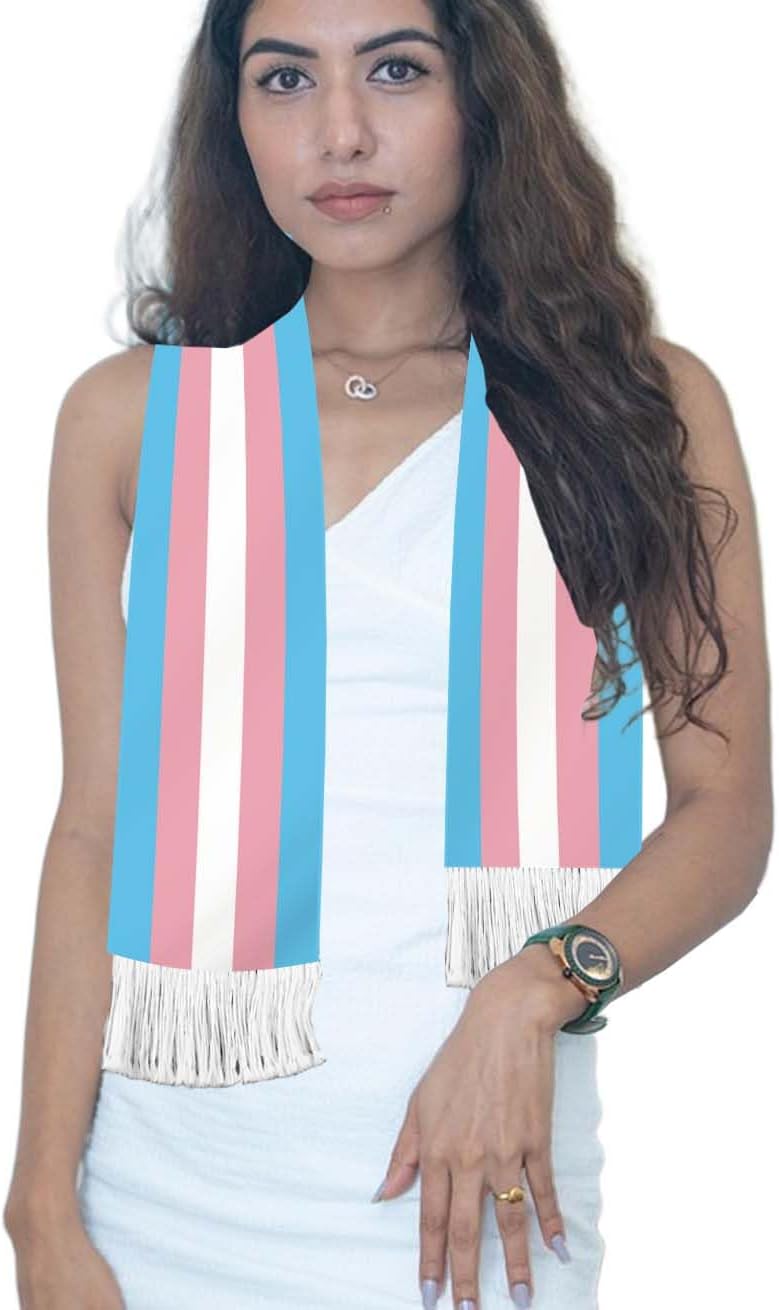 transgender Flag Scarf,60inch Transgender Banner Sports Fan Scarves,18×150cm Novel Souvenir For Team Game Party Parade