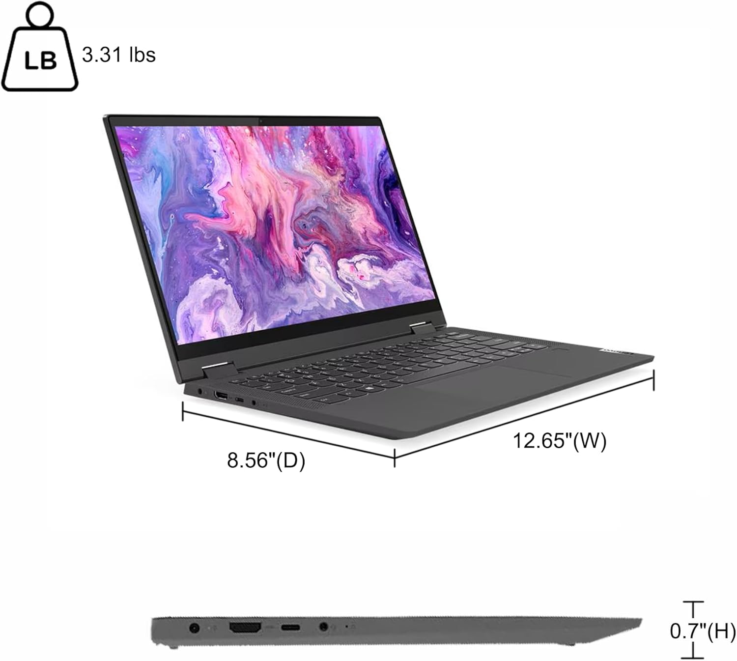 Lenovo IdeaPad Flex 5 2-in-1 Laptop 14" FHD IPS Touchscreen AMD 8-core Ryzen 7 (Up to 4.1GHz) 8GB RAM 512GB SSD Backlit Fingerprint Type-C Win10Pro ICP Hub