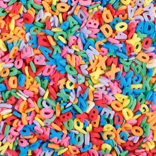 Image of Rainbow Letters Sprinkles, Edible ABC Alphabet Letters for Cake Decorating