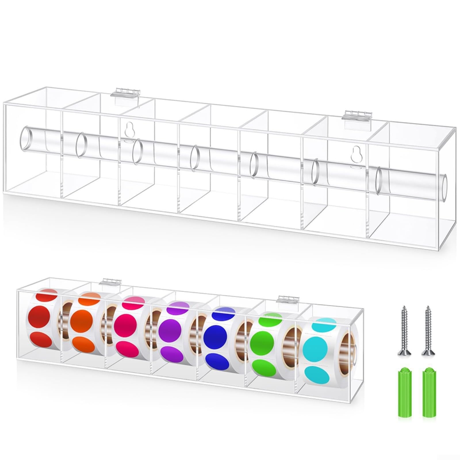 Advokingtap Acrylic Sticker Roll Holder Sticker Roll Dispenser Holder Day Dot Dispenser Food Date Labels Stickers, With 46 Square Slots 2.17 Inches Apart For Efficient Dispensing(B)