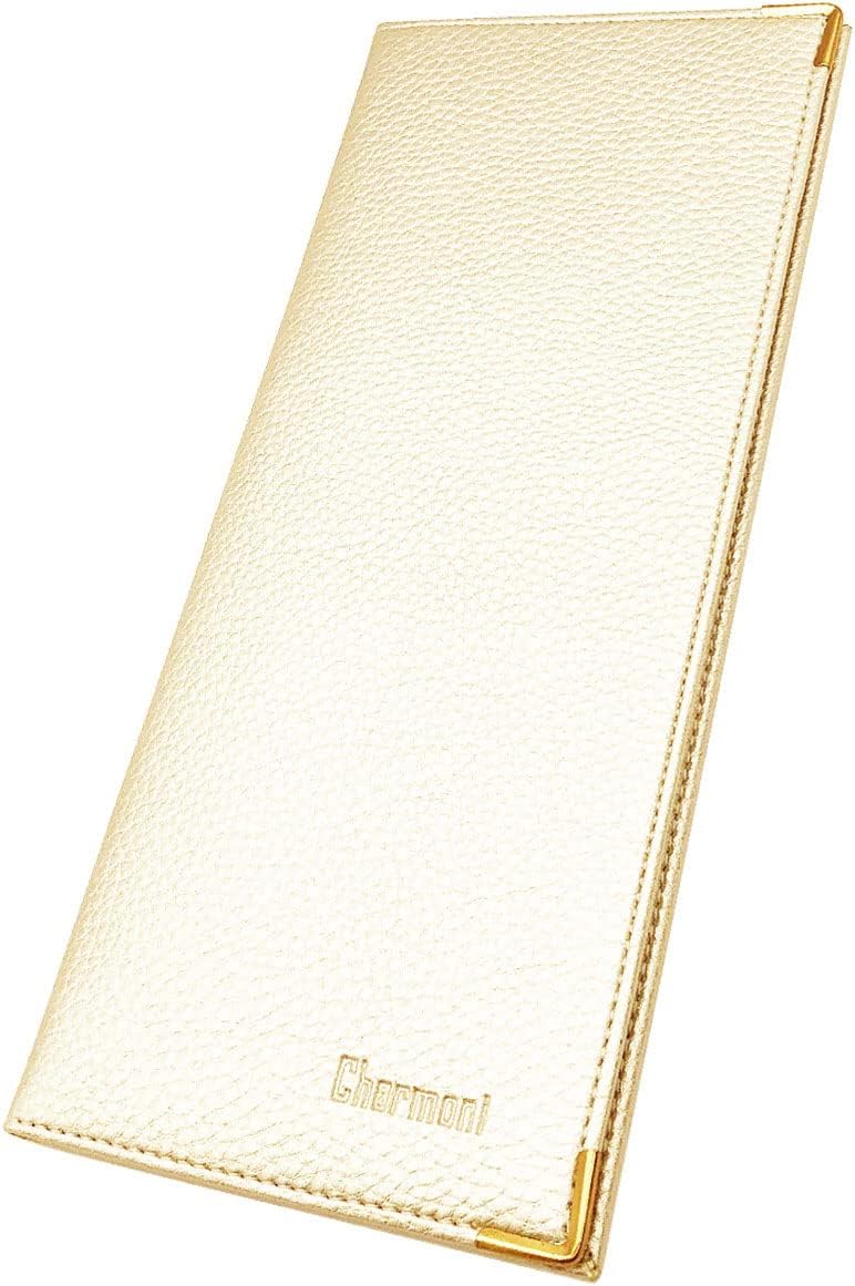 Long Cheque Book Wallet Case – Credit Card Holder, Banknote, ID Card – Left Heel – Leather, Pearl White, Taille unique, Classic
