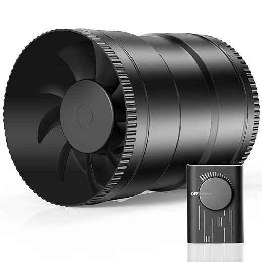 Hon&Guan 6 Inch Inline Duct Fan with Upgrade Controller - 345 CFM Airflow with 19.2W Ultra-Low Power and Low Noise