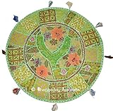 Photo Gallery bhagyoday - fodera decorativa per pouf in stile ottaman, realizzata a mano, per soggiorno, pouf, in cotone, ricamato, stile vintage, 40 cm Photo Gallery bhagyoday - fodera decorativa per pouf in stile ottaman, realizzata a mano, per soggiorno, pouf, in cotone, ricamato, stile vintage, 40 cm