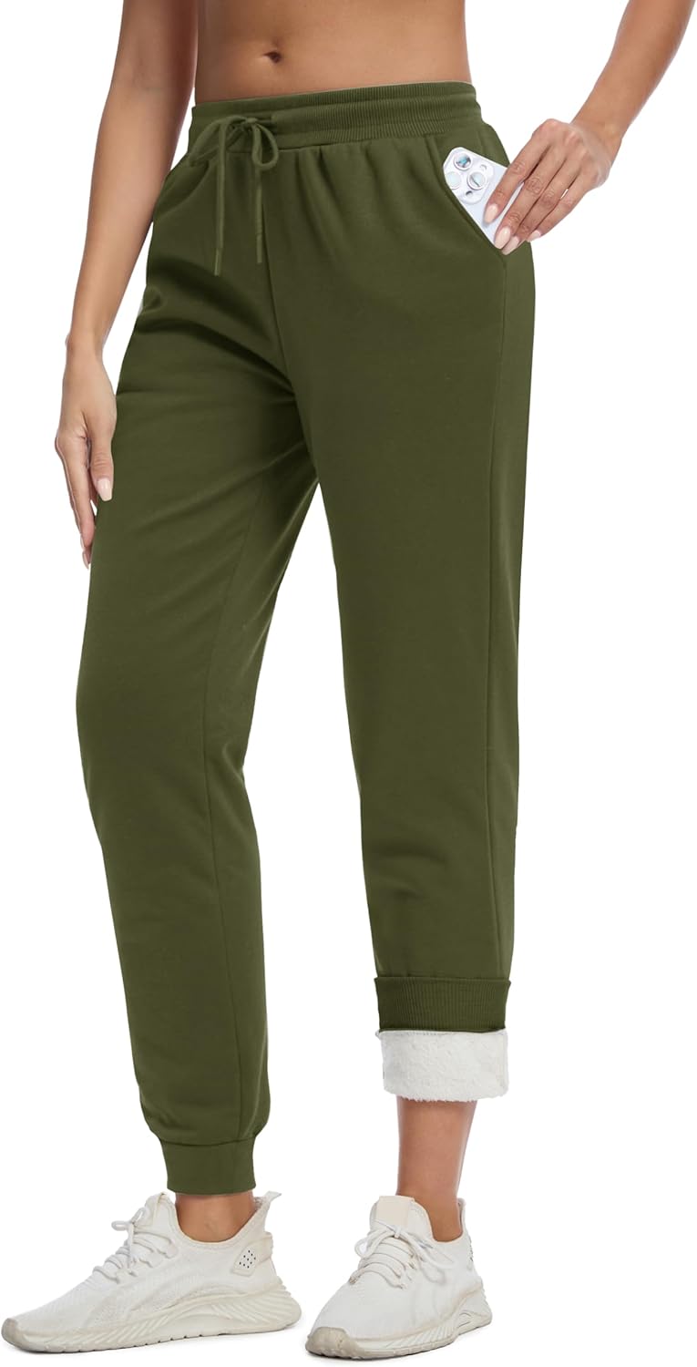MAGCOMSEN Women's Sherpa Lined Sweatpants Winter Warm Fleece Pants Insulated Thermal Athletic Joggers with Pockets - Image 2