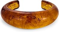 HUAYUNFANG Vintage Tortoiseshell Acrylic Resin Cuff Bracelet for Women - Chunky Mottled Bangle