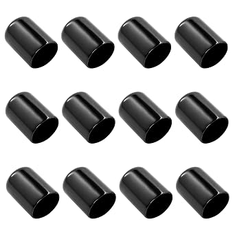 12PCS Rubber End Caps 19mm ID Round Tube Bolt Cap Cover Vinyl Flexible Screw Caps Thread Protectors for Metal Tubing, Round Tubing Bolt Black, 12PCS