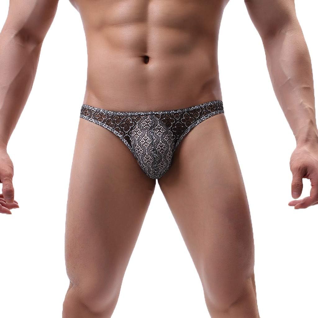 kaifongfu Men's Underpants, Lace Underwear Boxer Brief Shorts Underpants