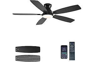 Ceiling Fan with Light | 5 Blades Modern Low Profile Ceiling Fan for Bedroom
