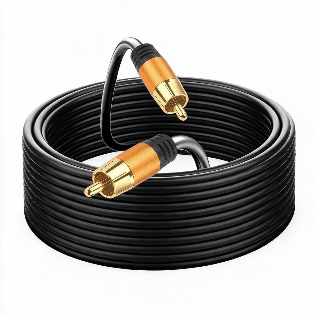 Cable de audio coaxial digital de 75 pies, 1RCA macho a 1RCA macho, cable de subwoofer RCA para subwoofer, cine en casa, video/audio subwoofer cámara de estacionamiento de visión trasera