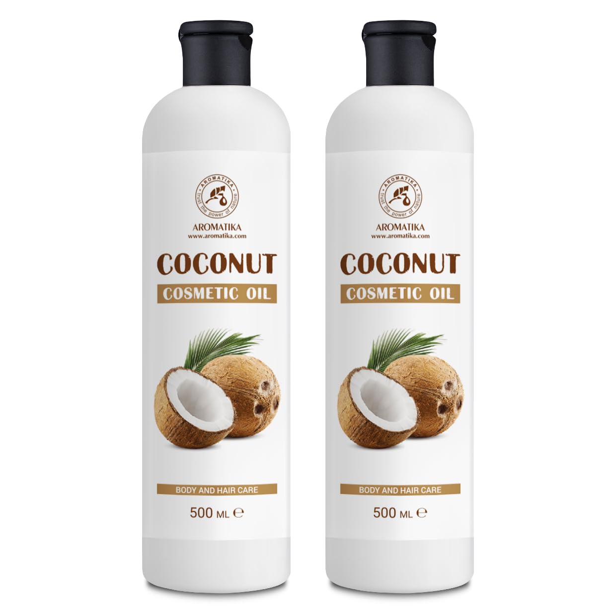 Coconut Oil Set 2x500ml - Base Oil - Hair Care - Moisture - Body Care - Skincare - Exotic Coconut Aroma - Cosmetic oil - Beauty
