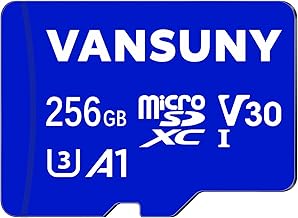 Vansuny Micro SD Karte 256 GB Speicherkarte Micro SD 256GB mit SD Adapter Bis zu 100 MB/s Lesegeschwindigkeit (UHS-I, U3, A1, V30, C10, 4K UHD microSDXC)