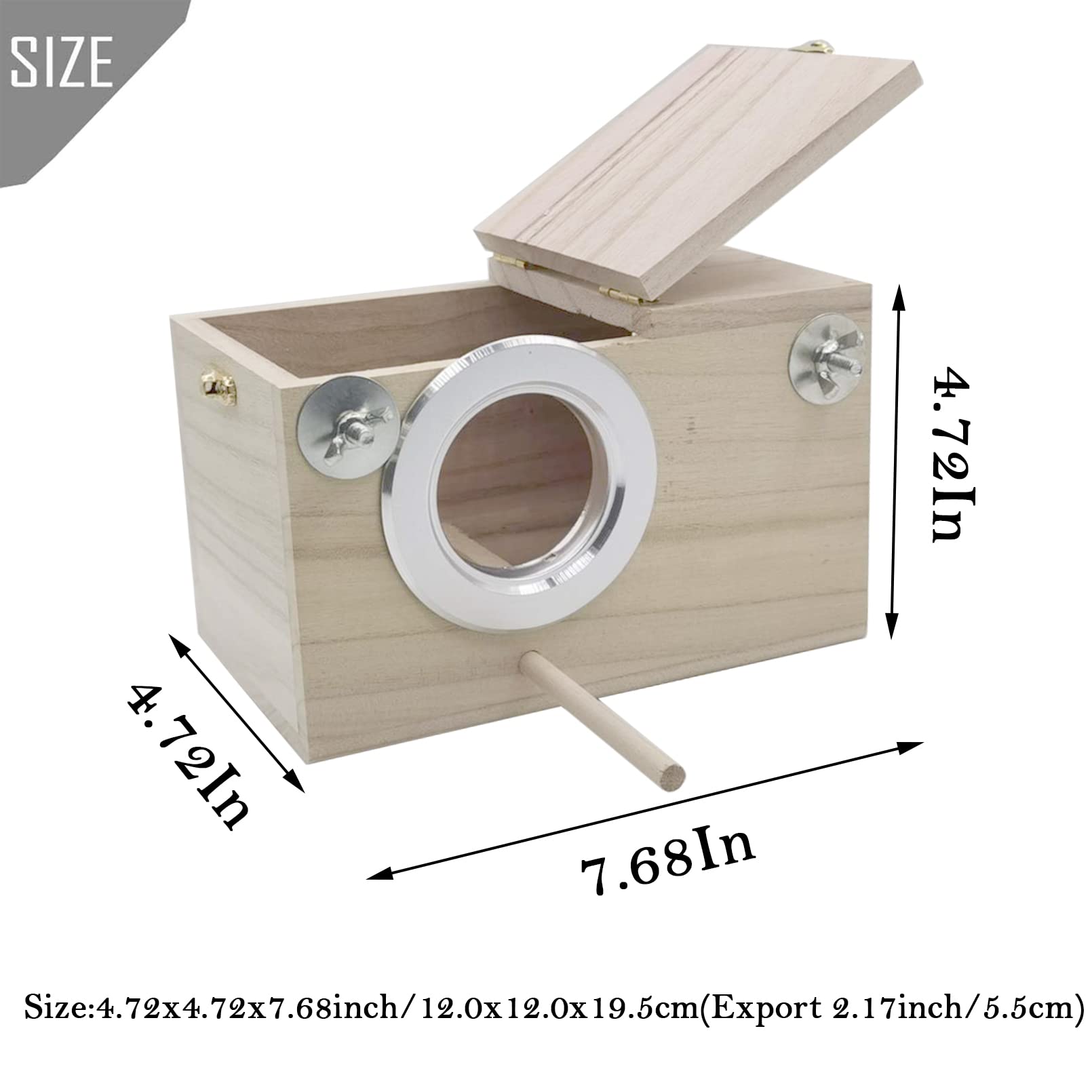 PINVNBY Caja nido para periquitos, casa de pájaros, caja de cría de madera, caja de apareamiento para loros, periquitos, pinzones, cacatúas, canarios y pájaros de tamaño mediano (S)