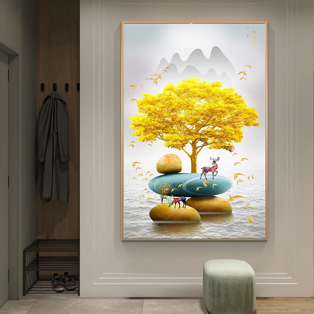 DIY 5D Diamond Painting Kits for Adults and Kids Fortune Tree Large Size Full Drill Diamond Embroidery Painting Mosaic Images by Number Kits Gift for Home Wall Decor Picture 30x50cm