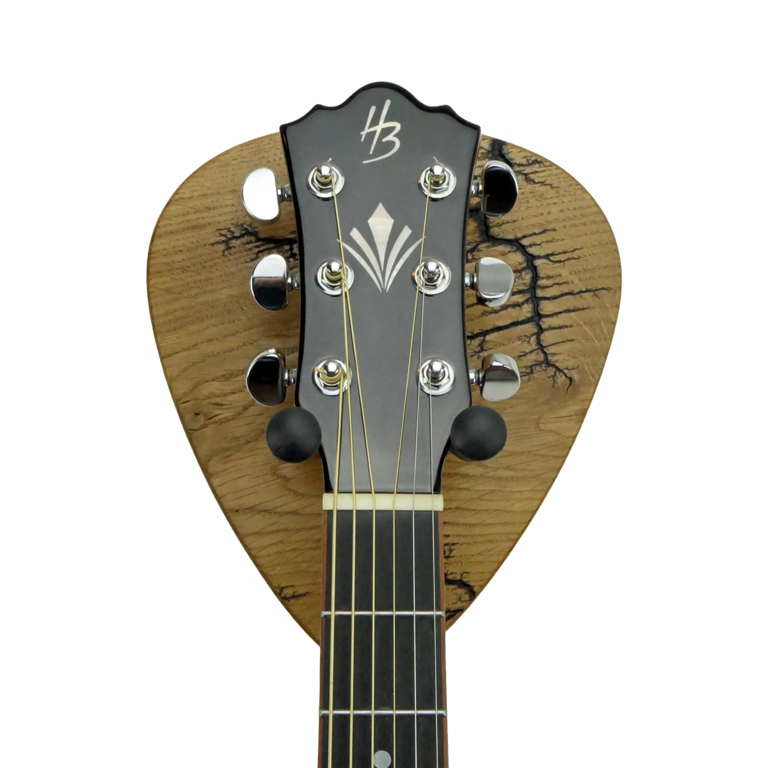 Unikat - Gitarren Wandhalter - Gitarrenwandhalterung Eiche mit Lichtenberg Gravur 23,5x23,5cm - Gitarrenhalter Modell DARK LINES FIVE
