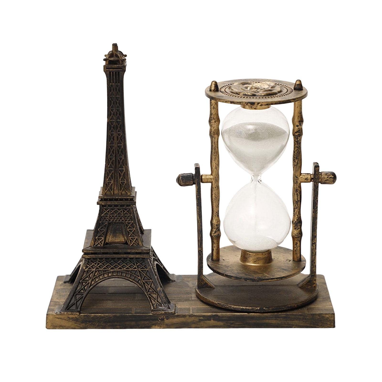 Reloj de arena de torre Eiffel retro europeo para decoración de mesas y escritorios