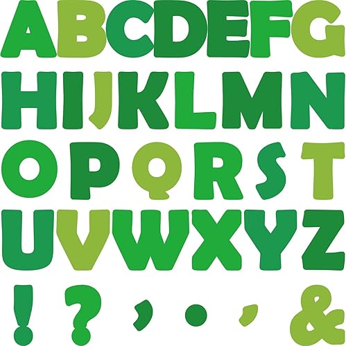 Miniatura 1 de Juego de 150 letras grandes de 7 pulgadas y recortes de puntuación, letras verdes primaverales, decoración festiva para el hogar, escuela, aula,
