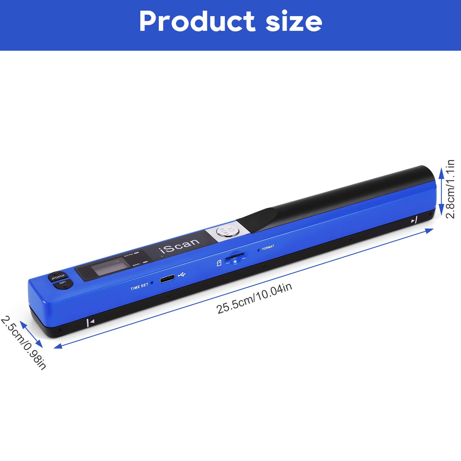 Tragbarer Dokumentenscanner Blau 900 DPI Handlicher USB-Bildscanner A4 Farbfoto Mobiler Scanner Praktischer Scanner (JPG/PDF-Format, Hochgeschwindigkeits-USB 2.0, Scanner + 16GTF-Karte)