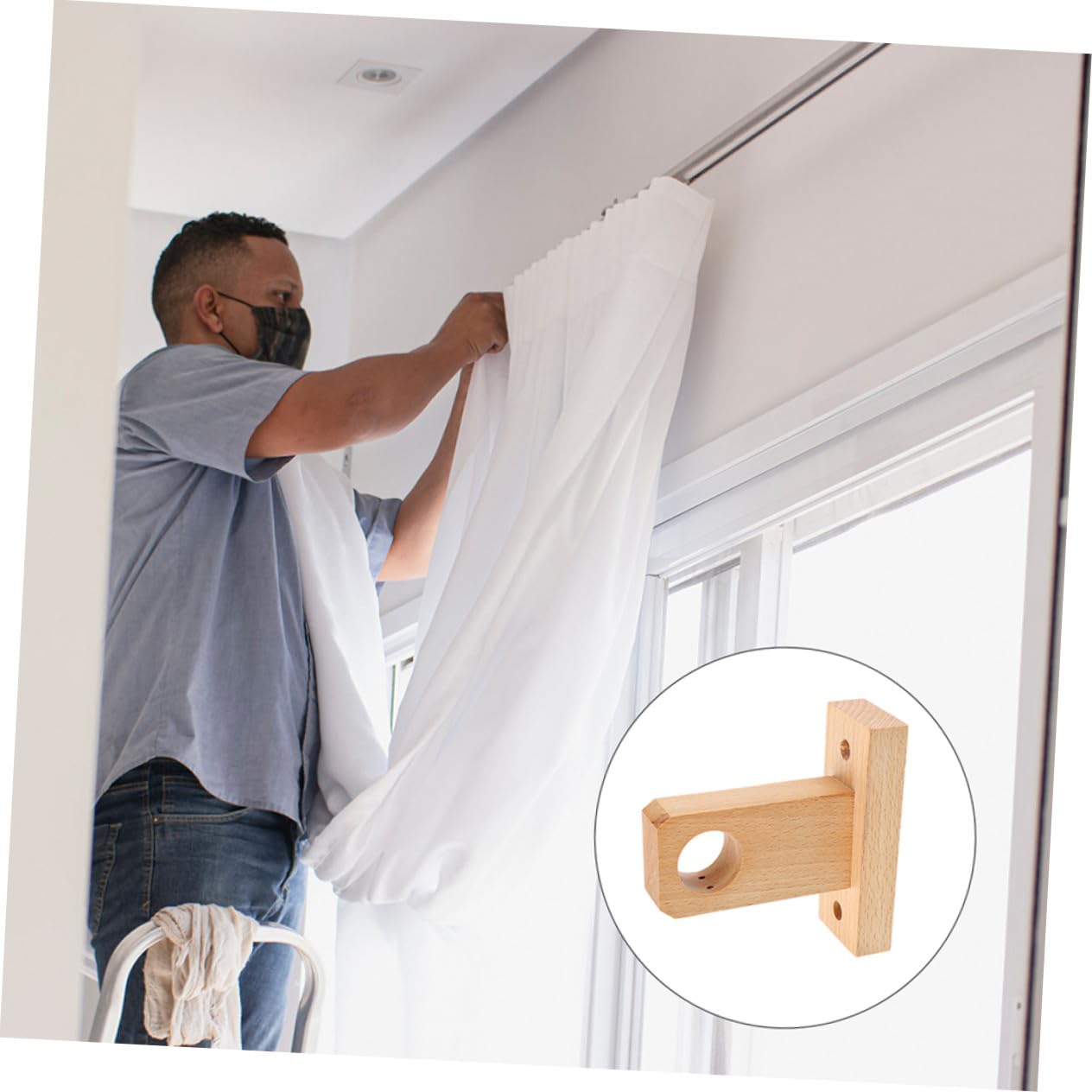 VANZACK Fensterstangenhalterung Stabile und Robuste im Einfachen Stil 2 Stück Gardinenstangenhalterung in Beige für Vorhänge im Wohnbereich