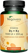 VITAMIN D3 7000 IU and 200 mcg K2 | FOR 14 MONTHS | High Dosage and Bioavailability | No Additives & Vegan | Vegavero