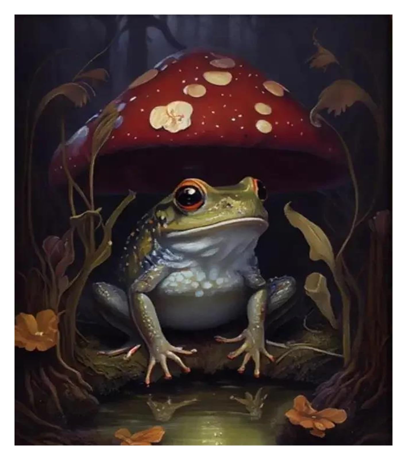 Impression sur toile grenouille et corbeau pour habiller un mur vide avec art esthétique