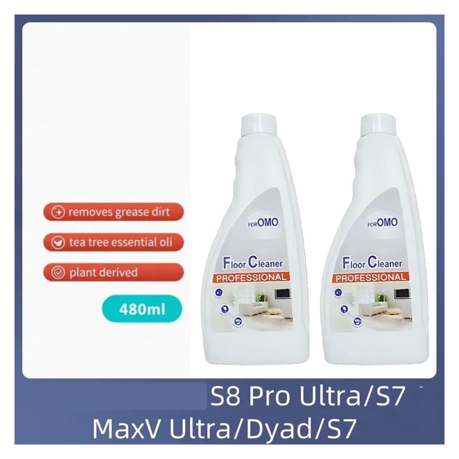 Compatible avec Roborock Compatible avec Xiaomi OMO Solution Liquide de Nettoyage des sols S8 Pro Ultra/S8/S8+/Q5/Q7 Series/S7 Max Ultra/S7MaxV Plus 480 ML