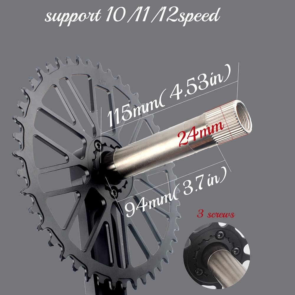 Guarnitura per bicicletta, set di manovelle per mountain bike, 170 mm 104 BCD in lega di alluminio con foro quadrato con copertura per catena guarniture per MTB BMX bici da strada (argento