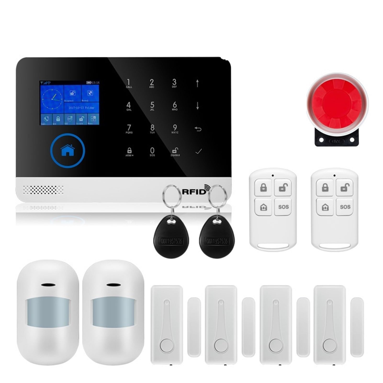 De Alarma Seguridad Antirrobo For El Hogar, Detector Movimiento Por Cable, GSM, Control Aplicación, Detectora Humo Y Fuego Para casa y garaje(W2B4)