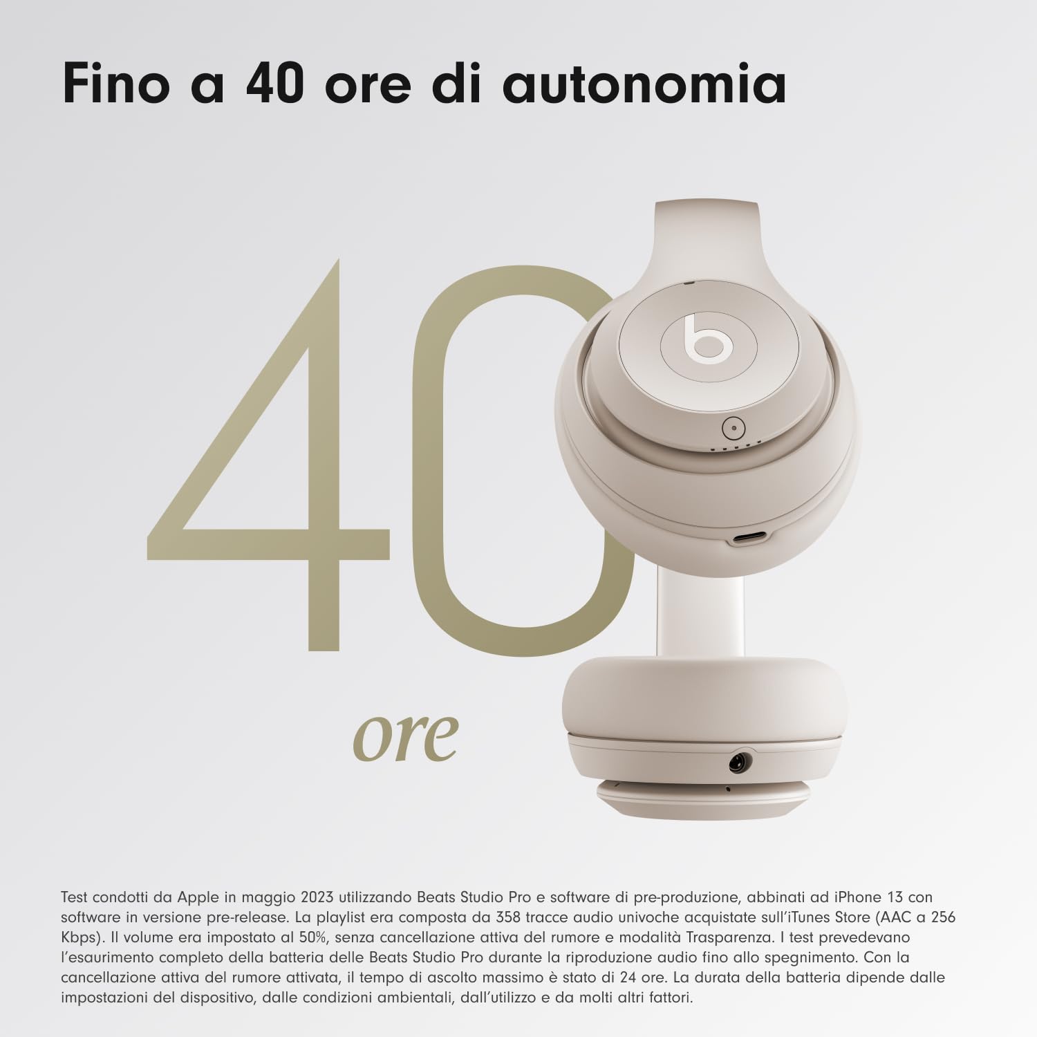 Beats Studio Pro - Cuffie Bluetooth wireless con cancellazione del rumore - Audio spaziale personalizzato, audio lossless USB-C, compatibilità con Apple e Android - Ghiaia