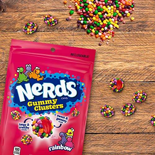 Bundle Of Nerds Gummy Clusters Candy, Rainbow & Very Berry (Resealable 8 Ounce Bags) #TOP1
