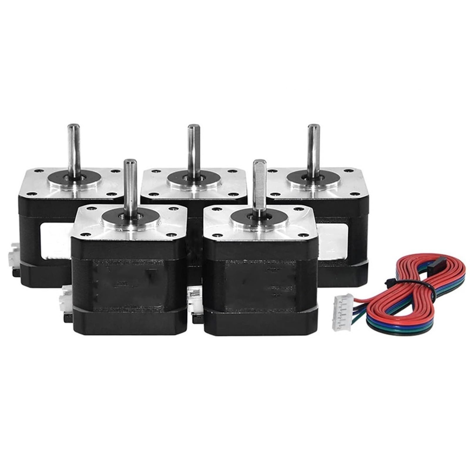 GTPBAO Contrôleur de Pilote Lot de 5 Moteurs Pas à Pas Nema 17 1,8 degrés 2 Phases 4 Fils 42 x 42 x 38 mm 1,5 A 0,42 Nm 17HS4401 Moteur Pas à Pas 1 mètre Fil XH2,54 Machine CNC
