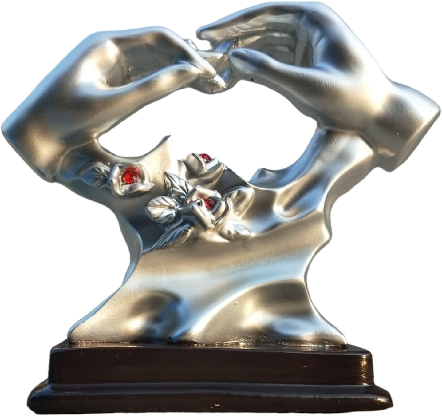 DUL DUL Couple Engagement Ring Statue Show Piece Gift for Valentine, Love Once, Marriage, Engagement, Silver, (Small) (Silver 1)