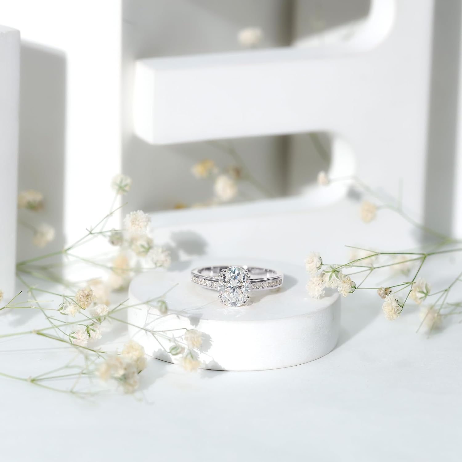 Certified Moissanite Oval Engagement Ring, D-Vs1 Quality, 2 Carat Moissanite Ring For Women - Ready For Gifting