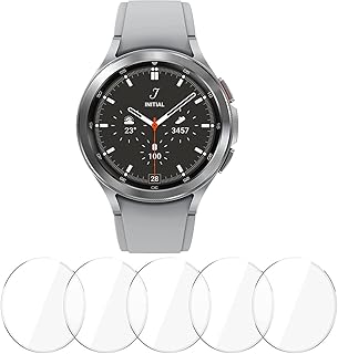 شاشة حماية من الزجاج المقوى 2.5d بدرجة صلابة 9h لساعة سمارت سامسونج جالاكسي 5 برو 45 ملم قطع شفافة .