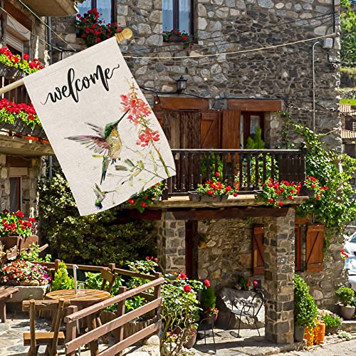 Opulane Hummingbird Garden Flag Spring Yard Flags Greeting Floral Birds 28X40 Inch Double Sided Small Vertical Burlap Summer Seasonal Outdoor Decor For Farmhouse Rustic Home Lawn Patio Wedding Outside #TOP1