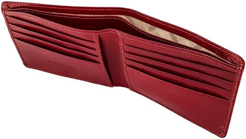 Miniatura 7 de Giudi Cartera de tamaño pequeño para hombre, 8 tarjeteros con caja de regalo, diseño italiano clásico elegante, Rojo -, Classic