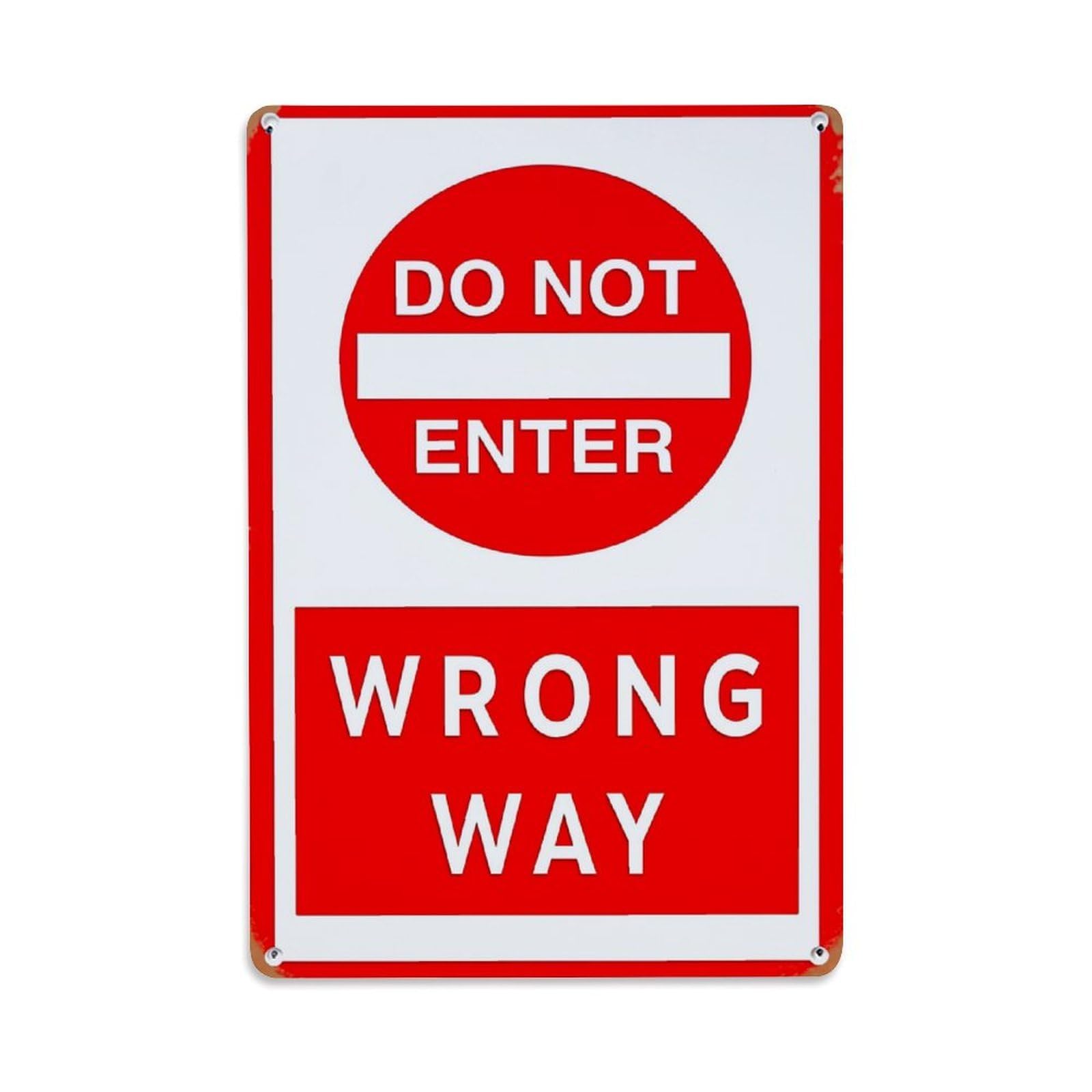 Bliveurn Vintage Do Not Enter Wrong Way Sign Retro Metal Tin Sign, Metal Poster For Home, Gaming Room, Studio Workshop,Bar,Garage Wall Art Decor 8X12 Inch