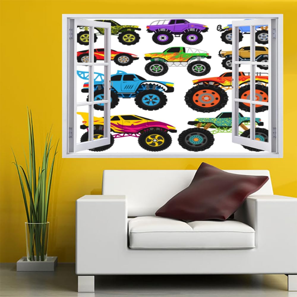 Adesivi Murali 3D Fracassati Auto Poster Rimovibile Per Arte Del Tatuaggio Da Parete Macchina Dei Cartoni Animati Fotomurali Decorazioni Per La Casa Camera Da Letto Per Bambini Decorazioni 120x80cm