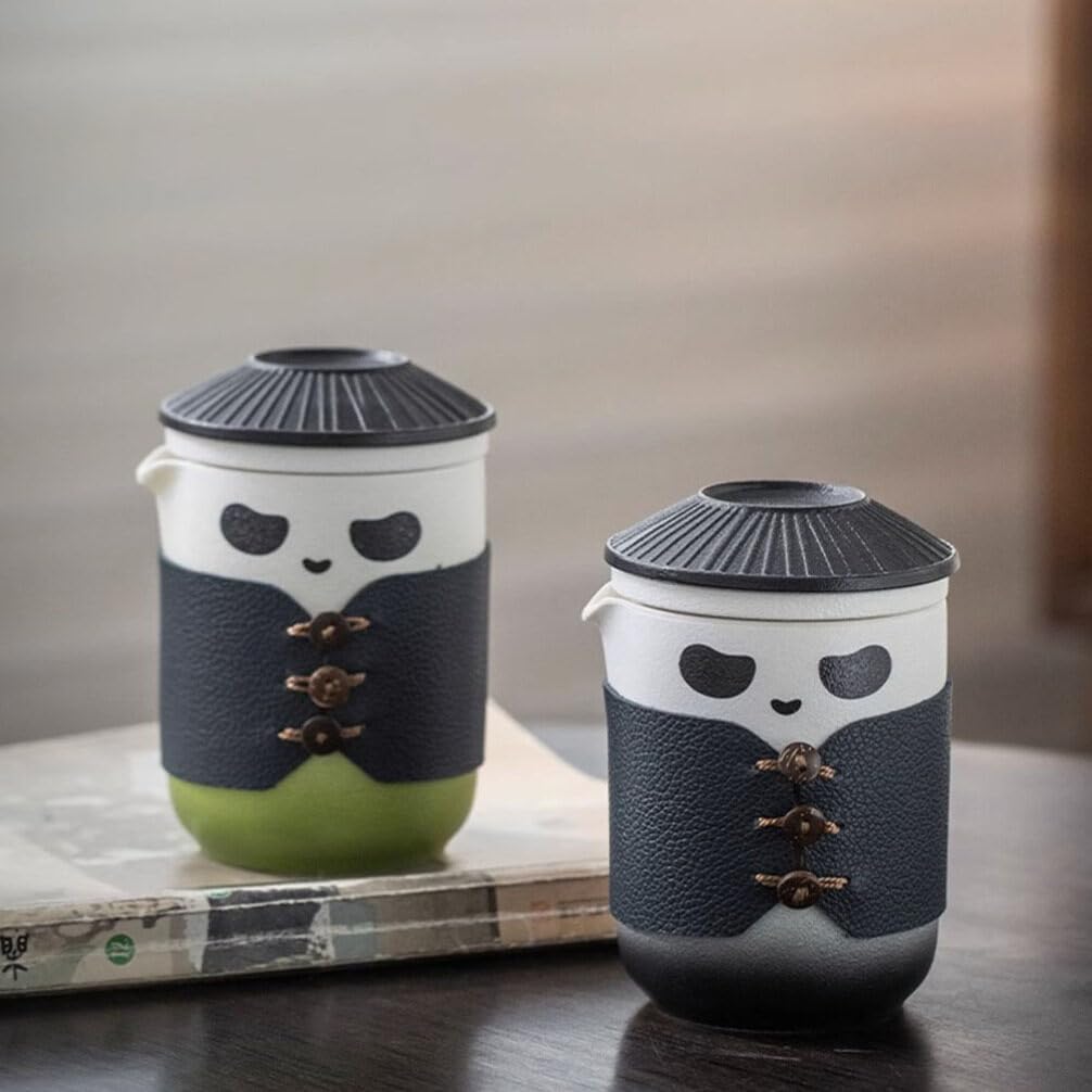 Luxshiny Tazza Di Ceramica Tema Panda Con Filtro Tazza Da Tè in Porcellana in Ceramica Adatta Per Tè Verde e Uso Domestico