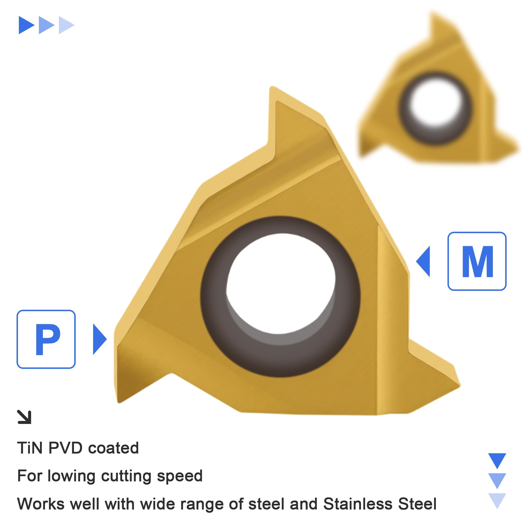 Plaquette de filetage 11IR A60 60° IR pour pour mécanique générale - revêtement TiN, 10 pièces.