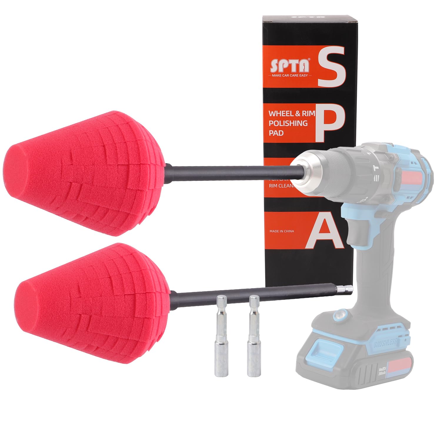 SPTA Metal Polishing Tool, Auto Cone Metal Polish Buffing Polishing Ball, Drill Buffing Sponge Pads Buffing Wheel for Drill Foam, Sponge Buffing for Automotive Car Wheel Hub Care