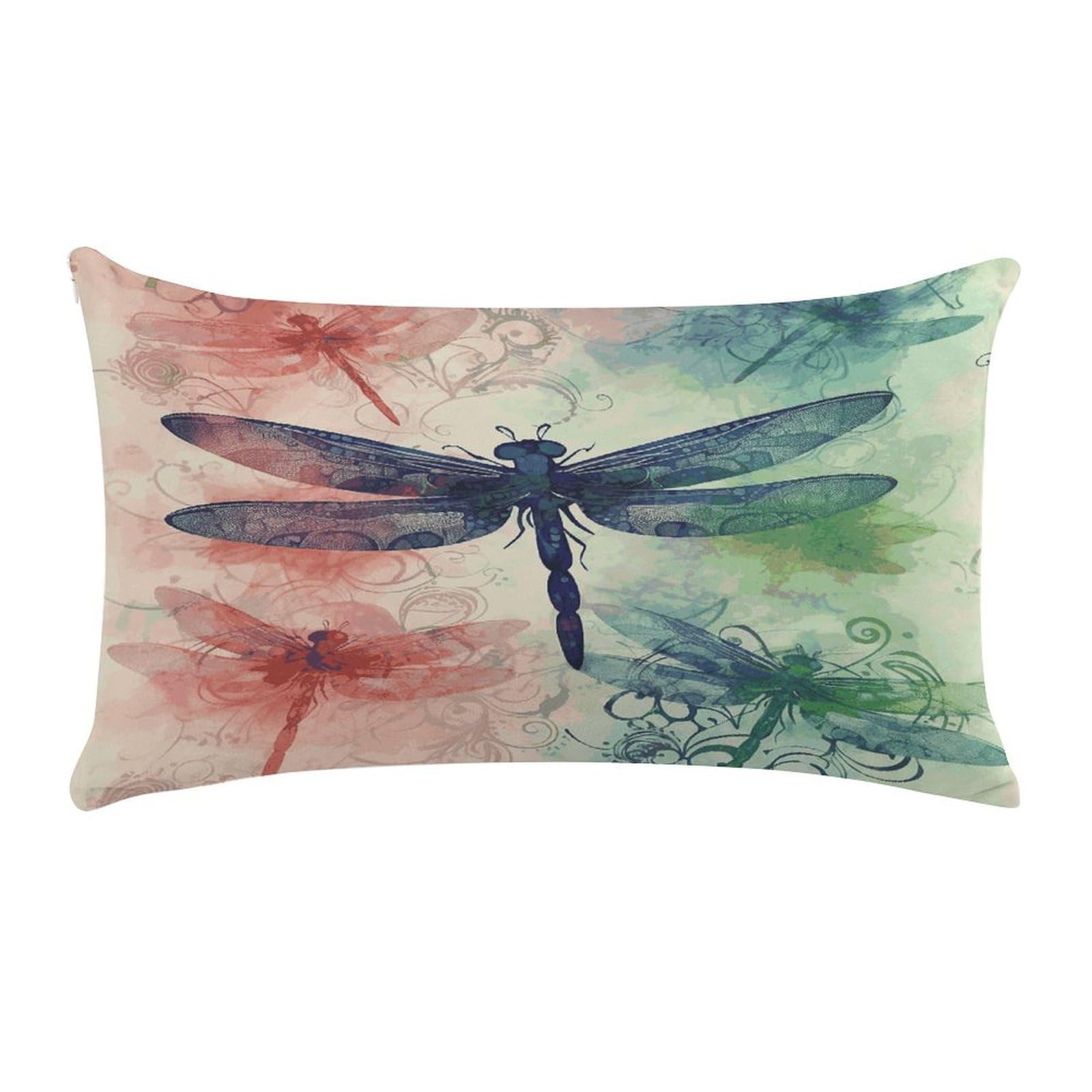 Modern Dragonfly Pillow Cover Super Soft Pillowcase Luxury Cozy Fuzzy Velvet Pillow Shams Breathable Standard Pillow Cases with Zipper Wrinkle-Free Pillow Cover 12 "×20 "
