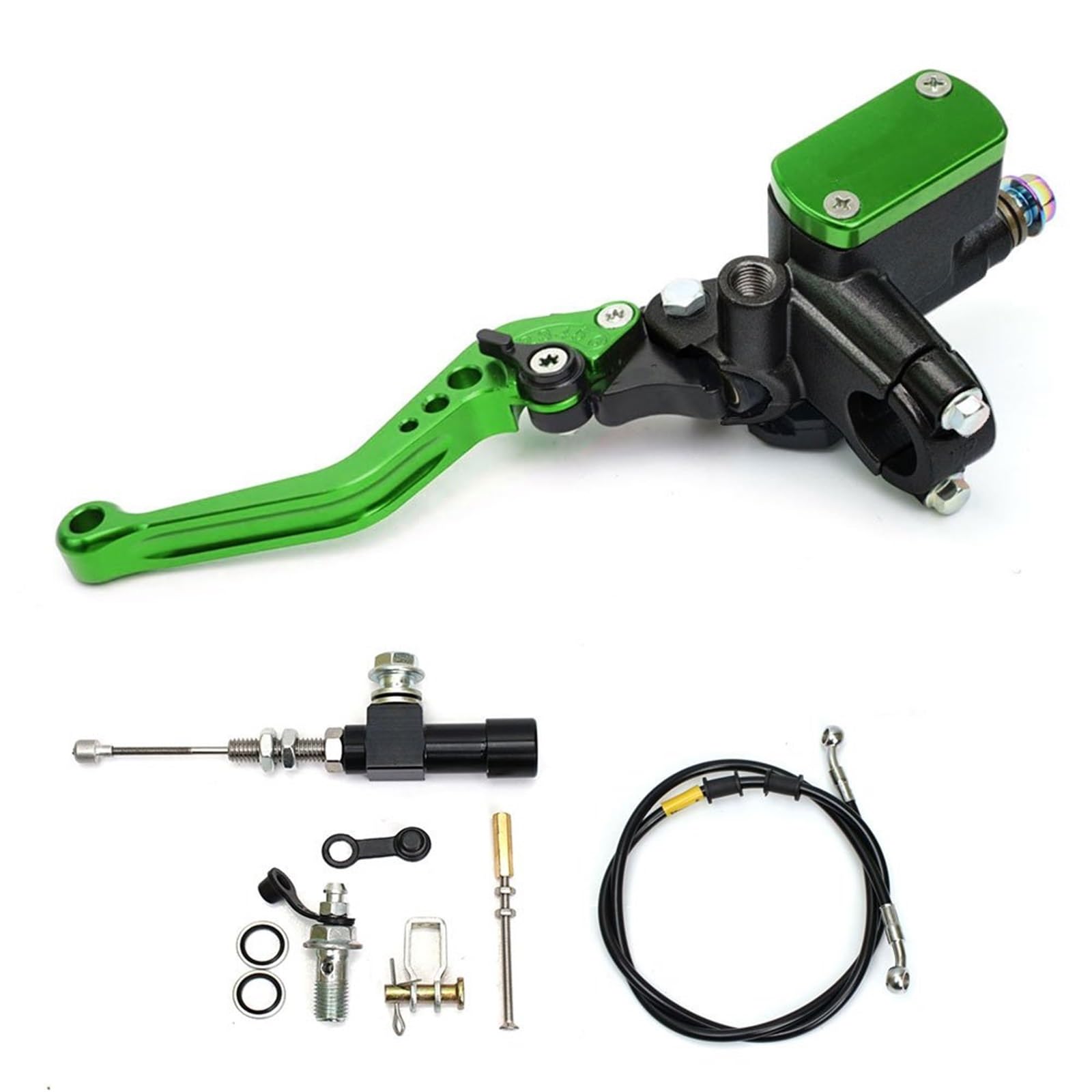 Ouvecr Green Motorbike Brake Levers 22Mm Motorcycle Cnc Hydraulic Clutch Kit Lever Master Cylinder Knitting Oil Hose(Green)