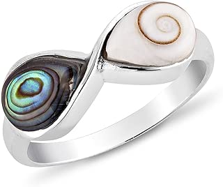Sterling Silver Abalone Shiva Eye Shell Inlay Infinity Endless Love Symbol Ring Jewelry Size 6, 7, 8 - coolthings.us