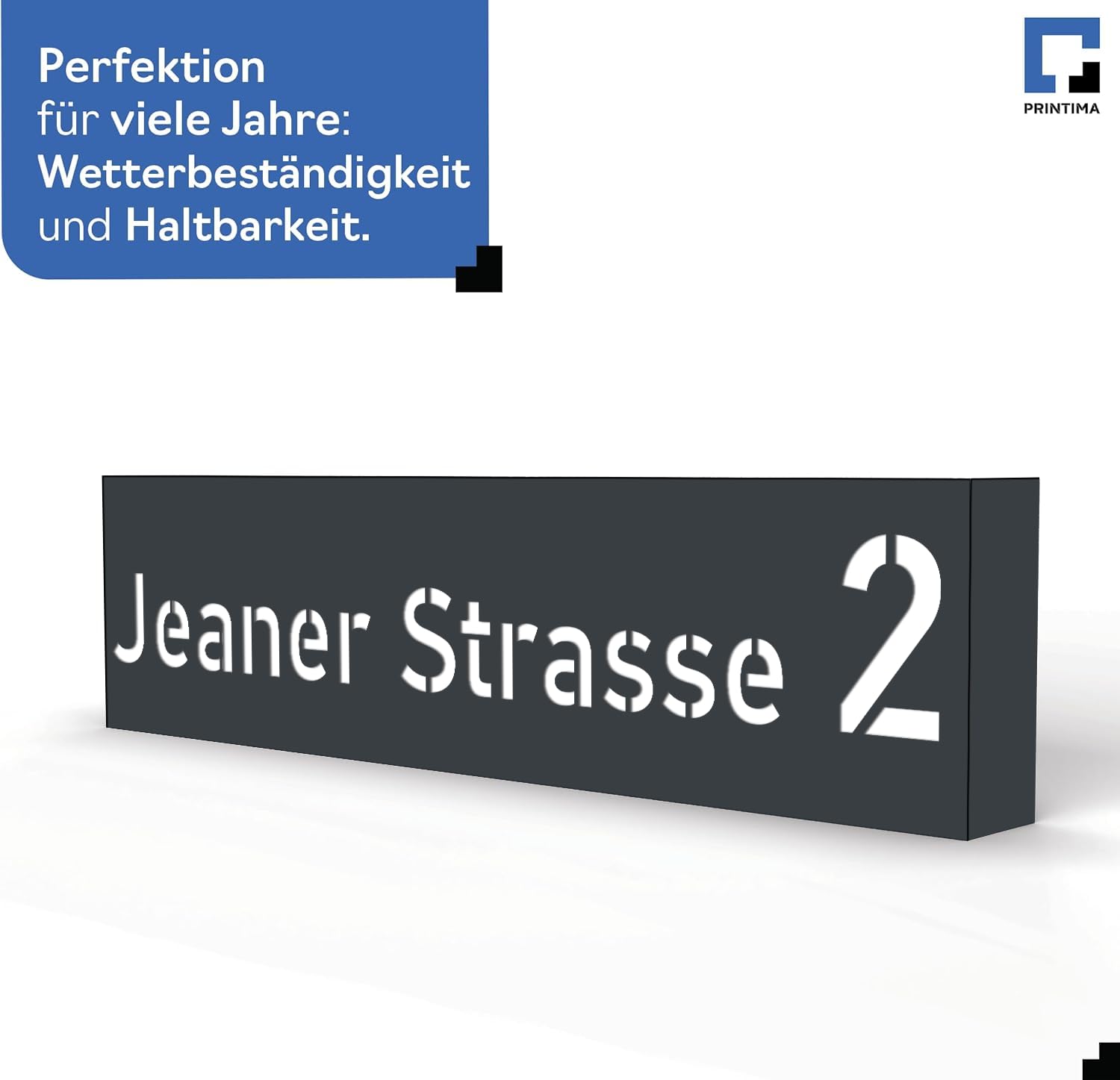 Hausnummer Beleuchtet LED mit Dämmerungssensor 40x10 cm Anthrazit mit Gravur, 6W A++, 230V, wasserdicht, modernes Design, robust & stilvoll